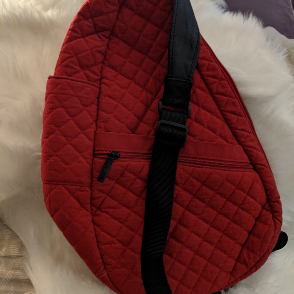 L.L. Bean Healthy Back Bag Red with black strap